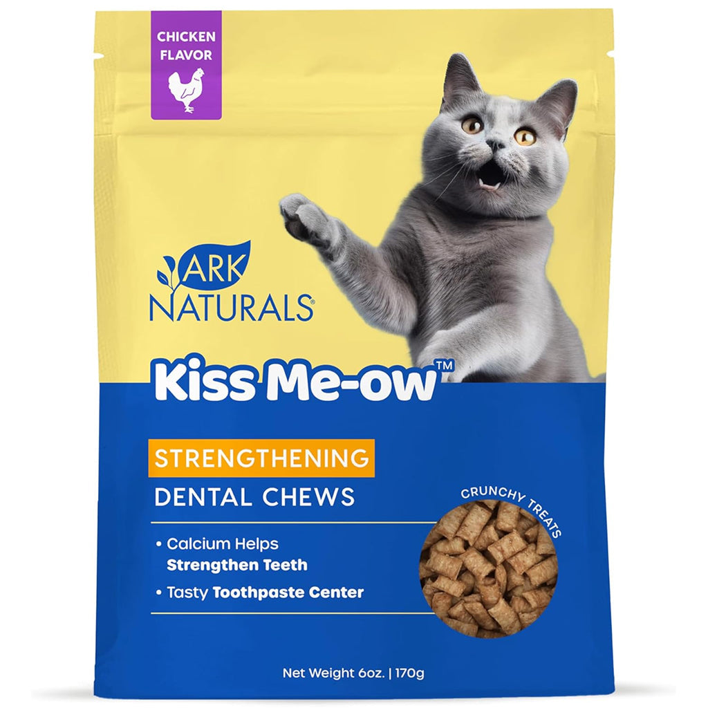 Ark Naturals Kiss Me-Ow Strengthening Dental Chews Crunchy Cat Treats, Chicken Flavor