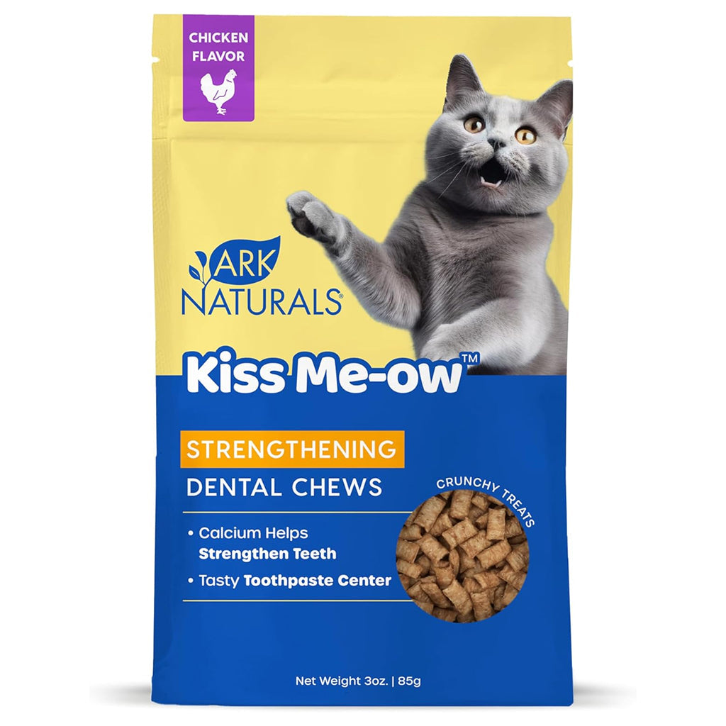 Ark Naturals Kiss Me-Ow Strengthening Dental Chews Crunchy Cat Treats, Chicken Flavor