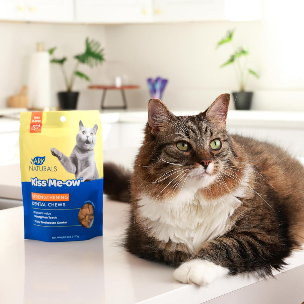 Ark Naturals Kiss Me-Ow Strengthening Dental Chews Crunchy Cat Treats, Tuna Flavor