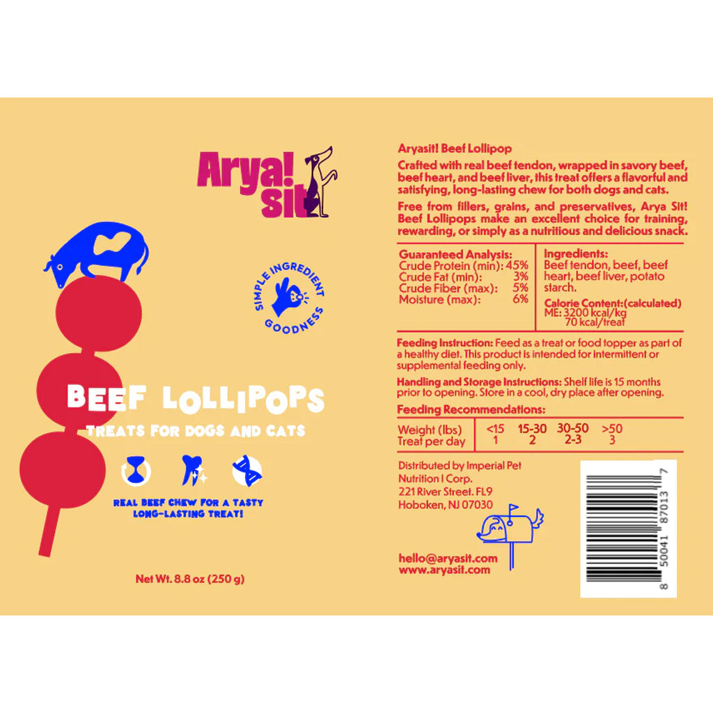 Arya Sit Dental Chew Beef Lollipop for Dogs & Cats