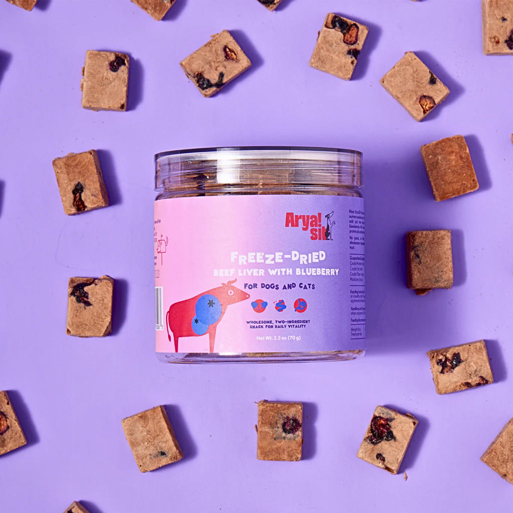 Arya Sit Freeze-Dried Beef Liver with Blueberry for Dogs & Cats