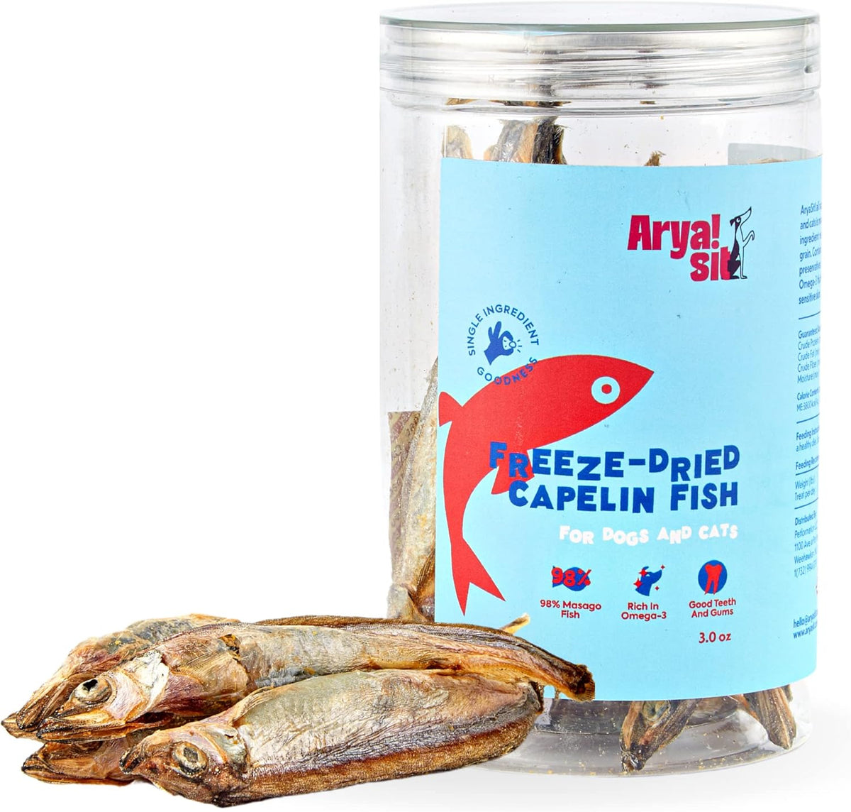 Arya Sit Freeze-Dried Capelin Treats for Dogs & Cats