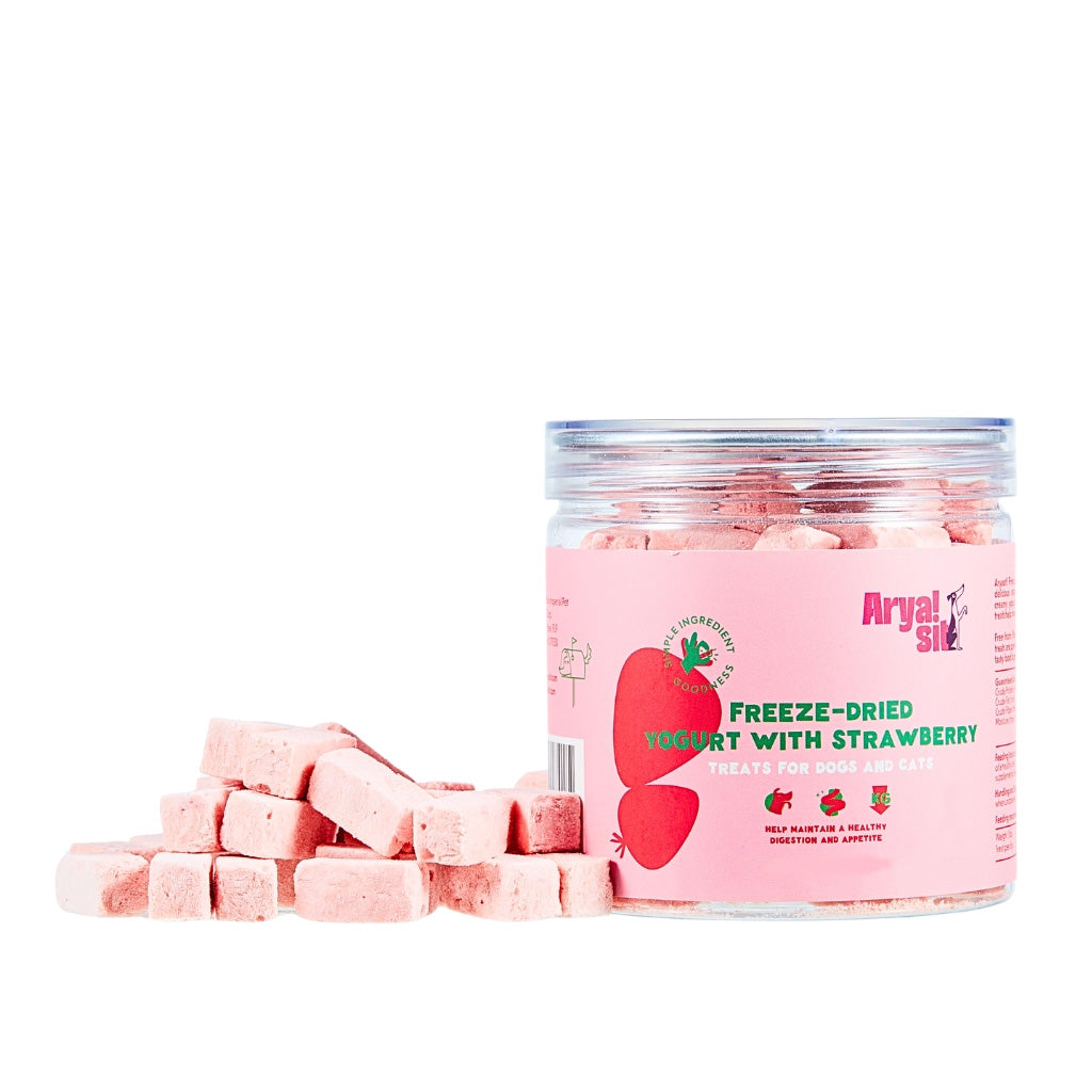 Arya Sit Freeze-Dried Strawberry Yogurt Treats for Dogs & Cats