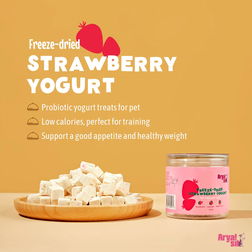Arya Sit Freeze-Dried Strawberry Yogurt Treats for Dogs & Cats
