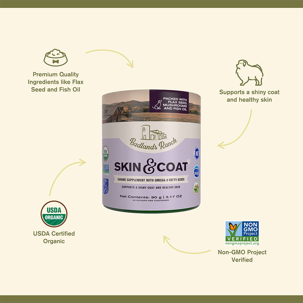 Badlands Ranch Skin & Coat Canine Supplement with Omega-3 Fatty Acids, 3.17-oz