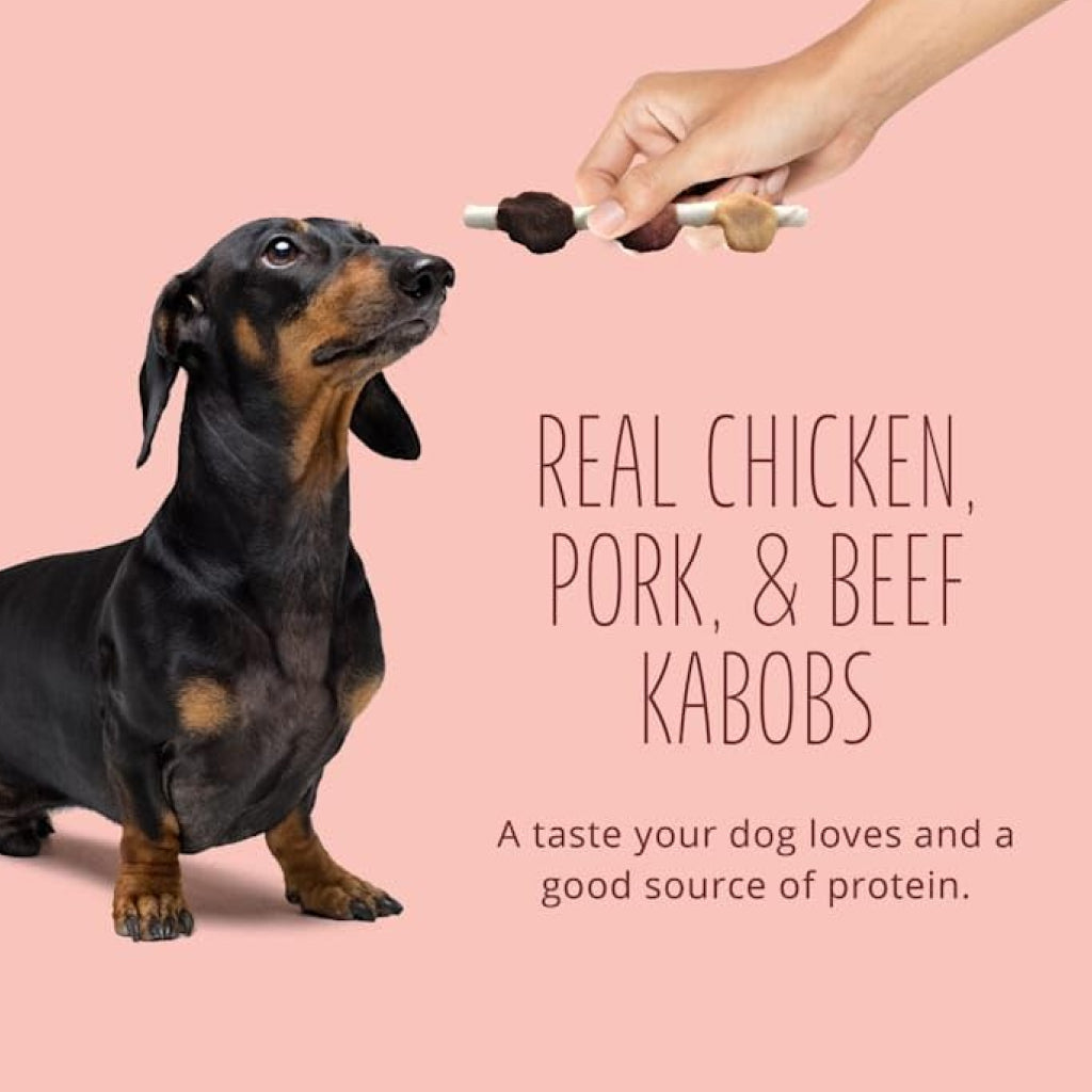 Better Belly Rawhide Triple Flavor Chicken, Pork & Beef Kabob Treats For Dog (10 pack)