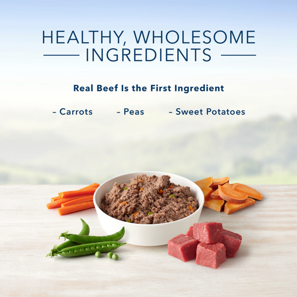 Blue Buffalo Homestyle Recipe Adult Beef Dinner with Garden Vegetables Canned Dog Food, 12.5-oz, case of 12