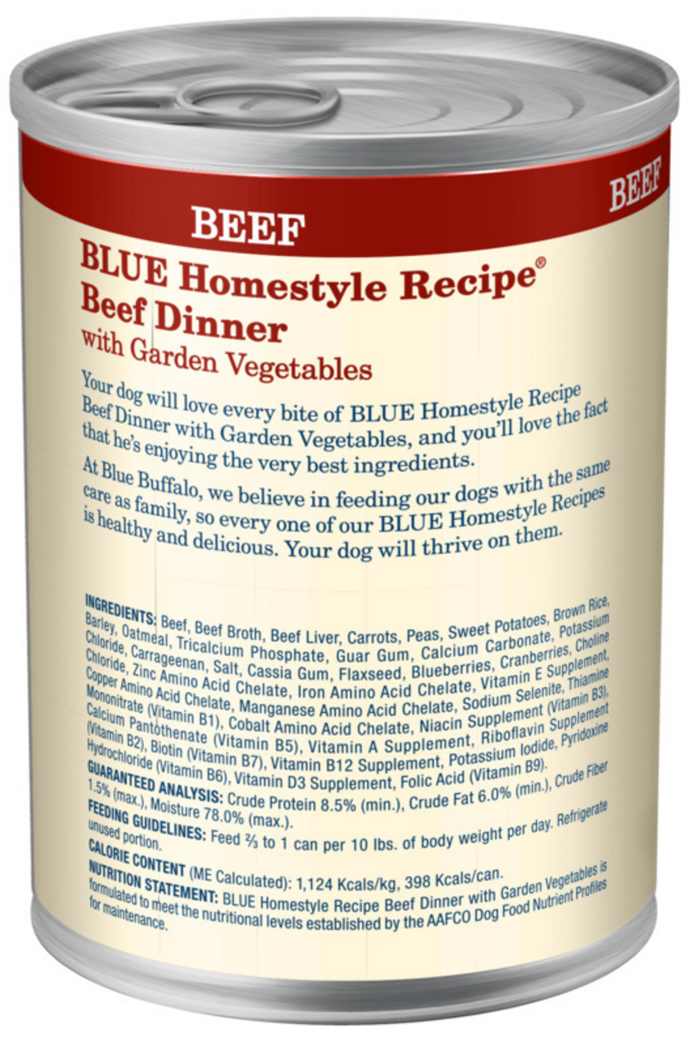 Blue Buffalo Homestyle Recipe Adult Beef Dinner with Garden Vegetables Canned Dog Food, 12.5-oz, case of 12