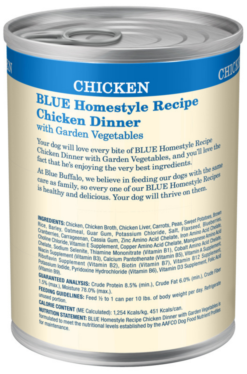 Blue Buffalo Homestyle Recipe Adult Chicken Dinner with Garden Vegetables Canned Dog Food, 12.5-oz, case of 12
