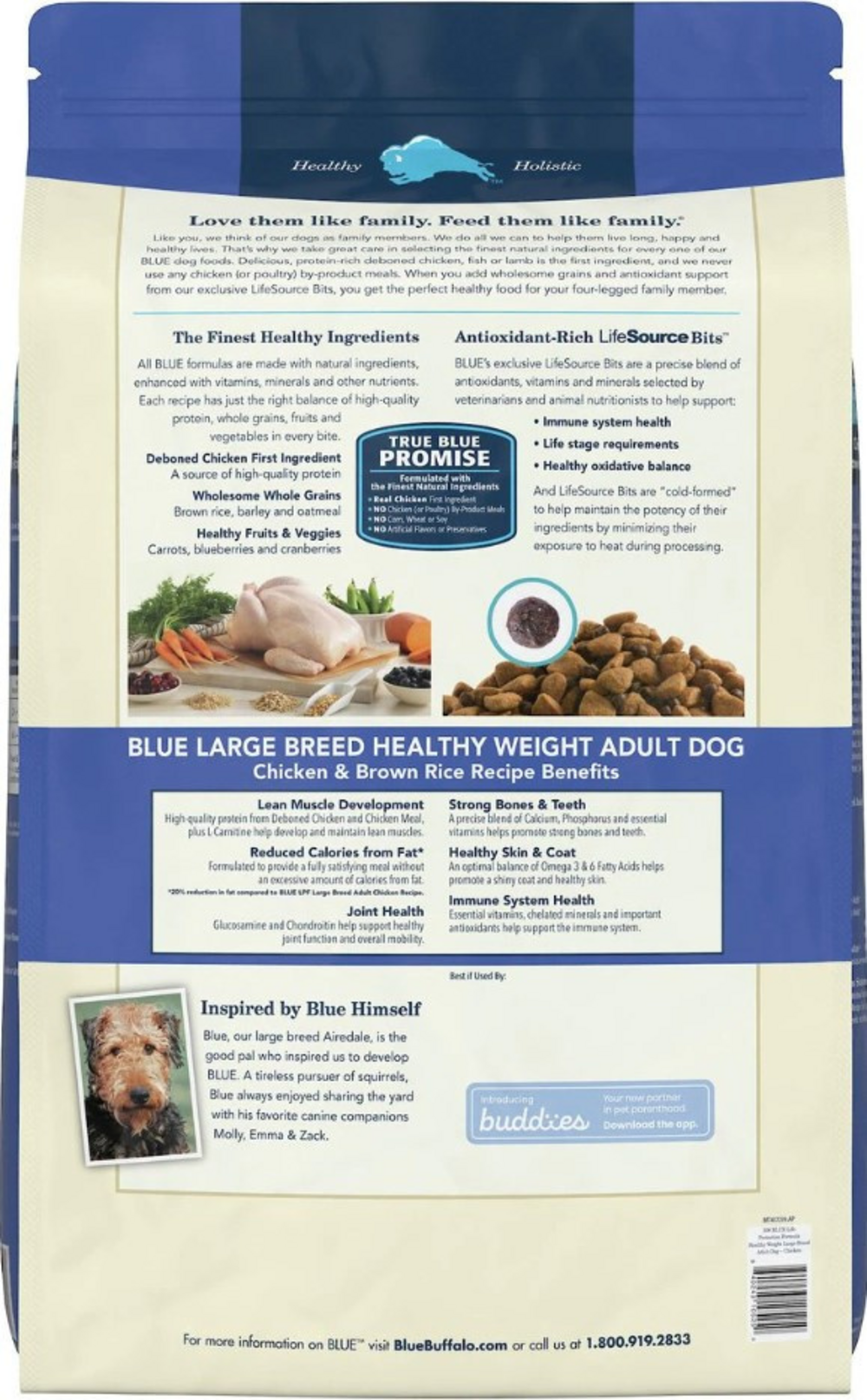 Blue Buffalo Life Protection Formula Healthy Weight Large Breed Adult Chicken & Brown Rice Recipe Dry Dog Food, 30-lb