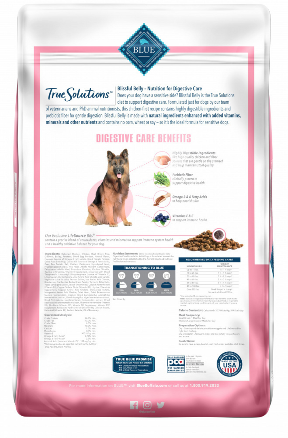 Blue Buffalo True Solutions Blissful Belly Digestive Care Formula Chicken Recipe Adult Dry Dog Food, 24-lb