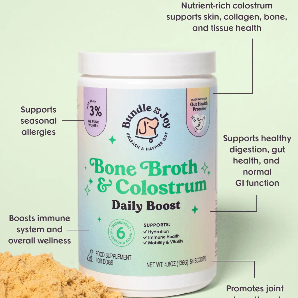 Bundle x Joy Bone Broth & Colostrum Daily Boost Supplemet for Dogs (4.8 oz)