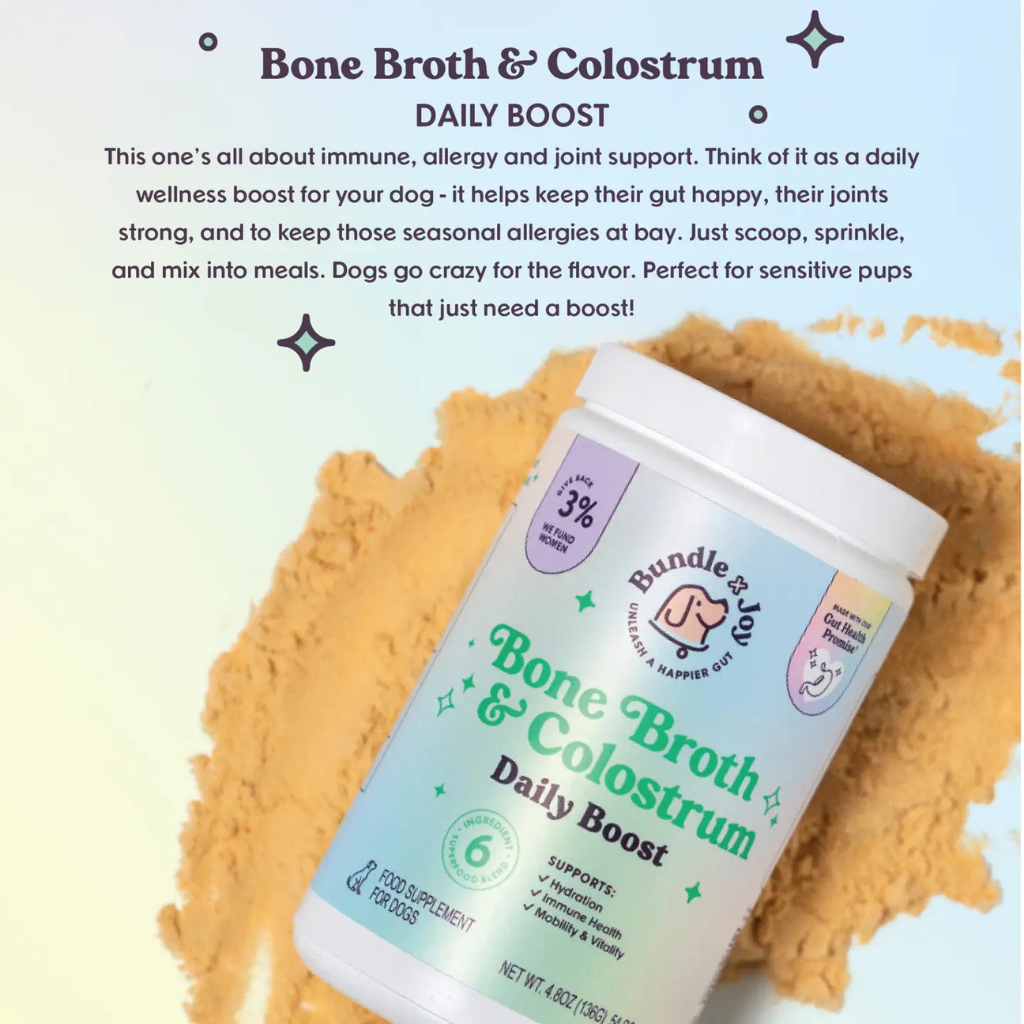 Bundle x Joy Bone Broth & Colostrum Daily Boost Supplemet for Dogs (4.8 oz)