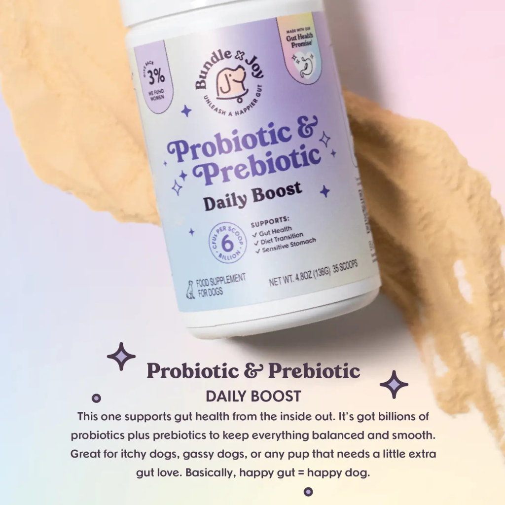 Bundle x Joy Probiotic & Prebiotic Daily Boost Supplement for Dogs (4.8 oz)