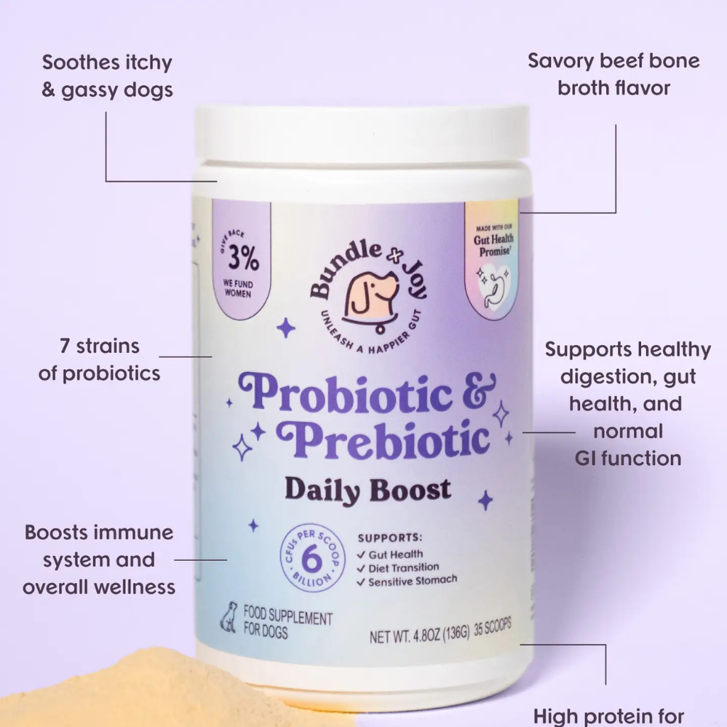 Bundle x Joy Probiotic & Prebiotic Daily Boost Supplement for Dogs (4.8 oz)