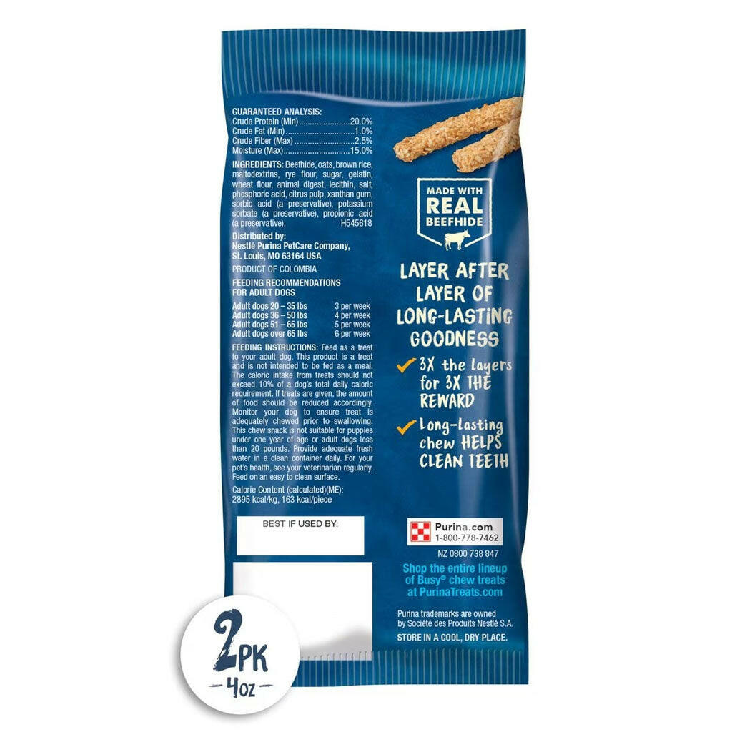 Busy Bone Chewnola Long-Lasting 3-Layer Chew Small/Medium Dog Treats, 2 Count