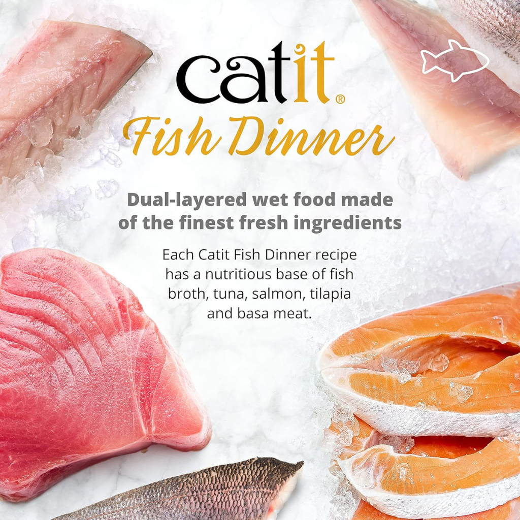 Catit Fish Dinner with Salmon & Green Beans Wet Cat Food (2.8 oz)