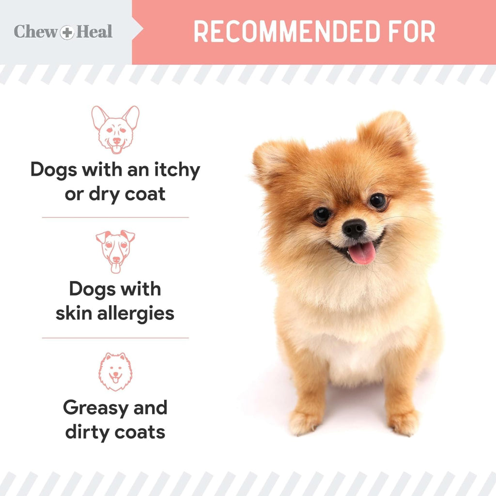 Chew + Heal Wild Alaskan Salmon Oil Formula for Healthy Skin and Coat For Dogs