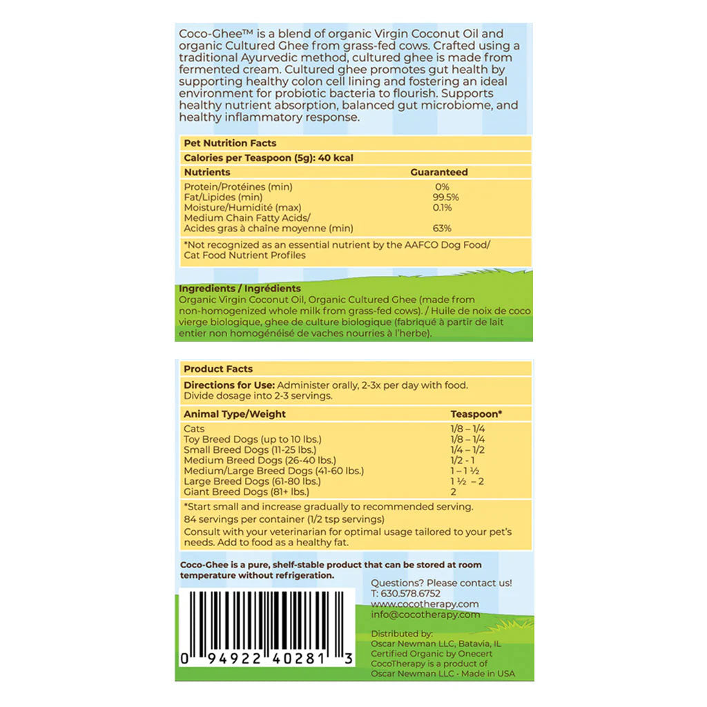 Cocotherapy Coco-Ghee USDA Certified Organic Coconut Oil with Organic Cultured Ghee, 7.5-oz
