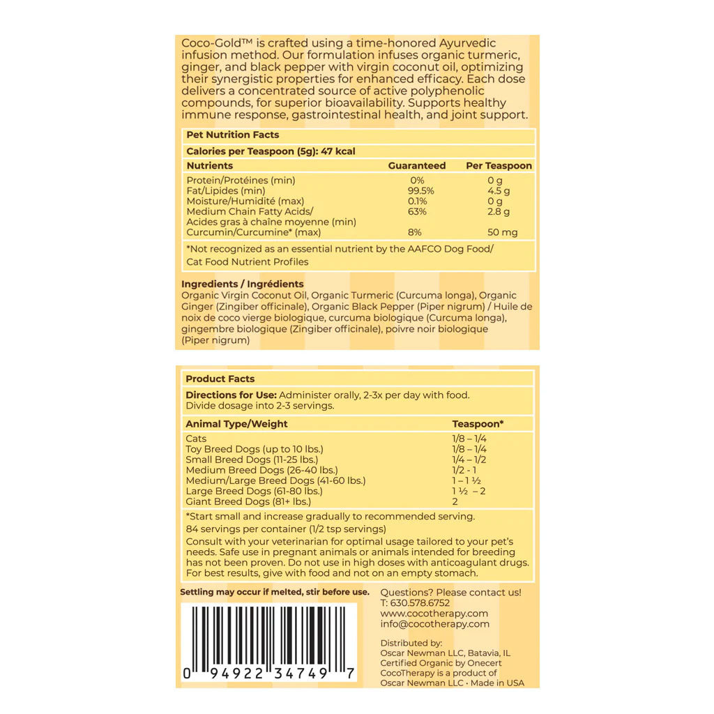 Cocotherapy Coco-Gold USDA Certified Organic Coconut Oil infused with Organic Turmeric and Organic Ginger, 7.5-oz