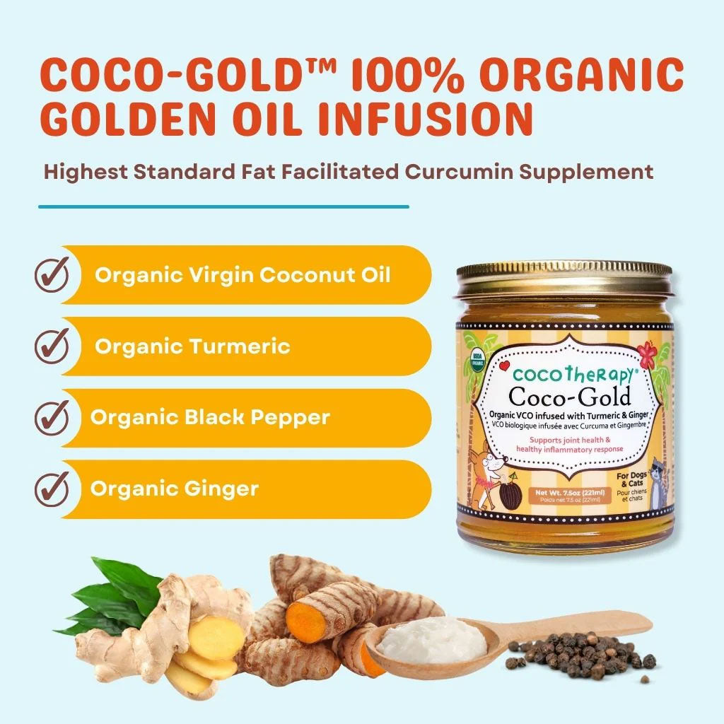 Cocotherapy Coco-Gold USDA Certified Organic Coconut Oil infused with Organic Turmeric and Organic Ginger, 7.5-oz
