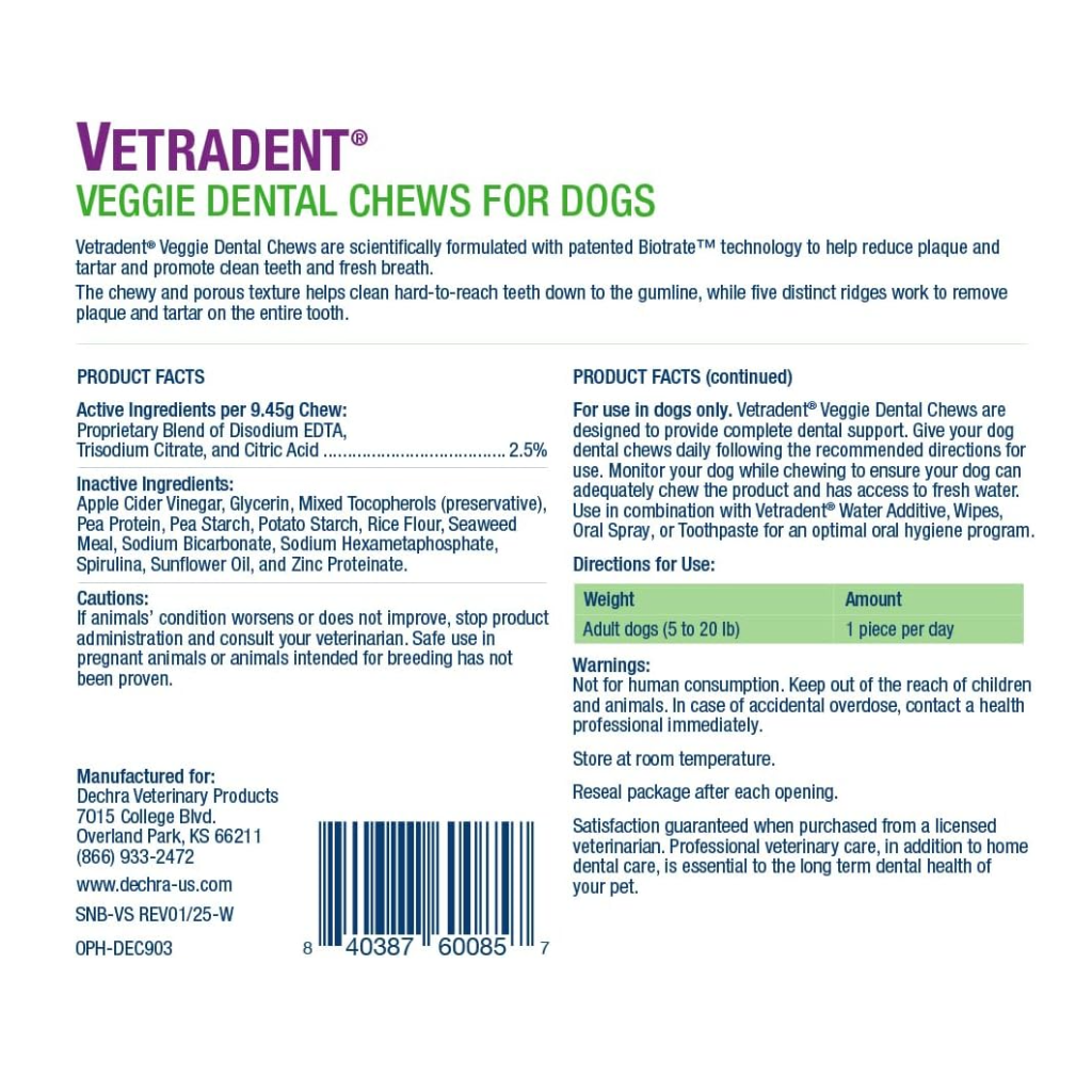 Dechra Vetradent Veggie Dental Chews for Dogs (30 Chews)