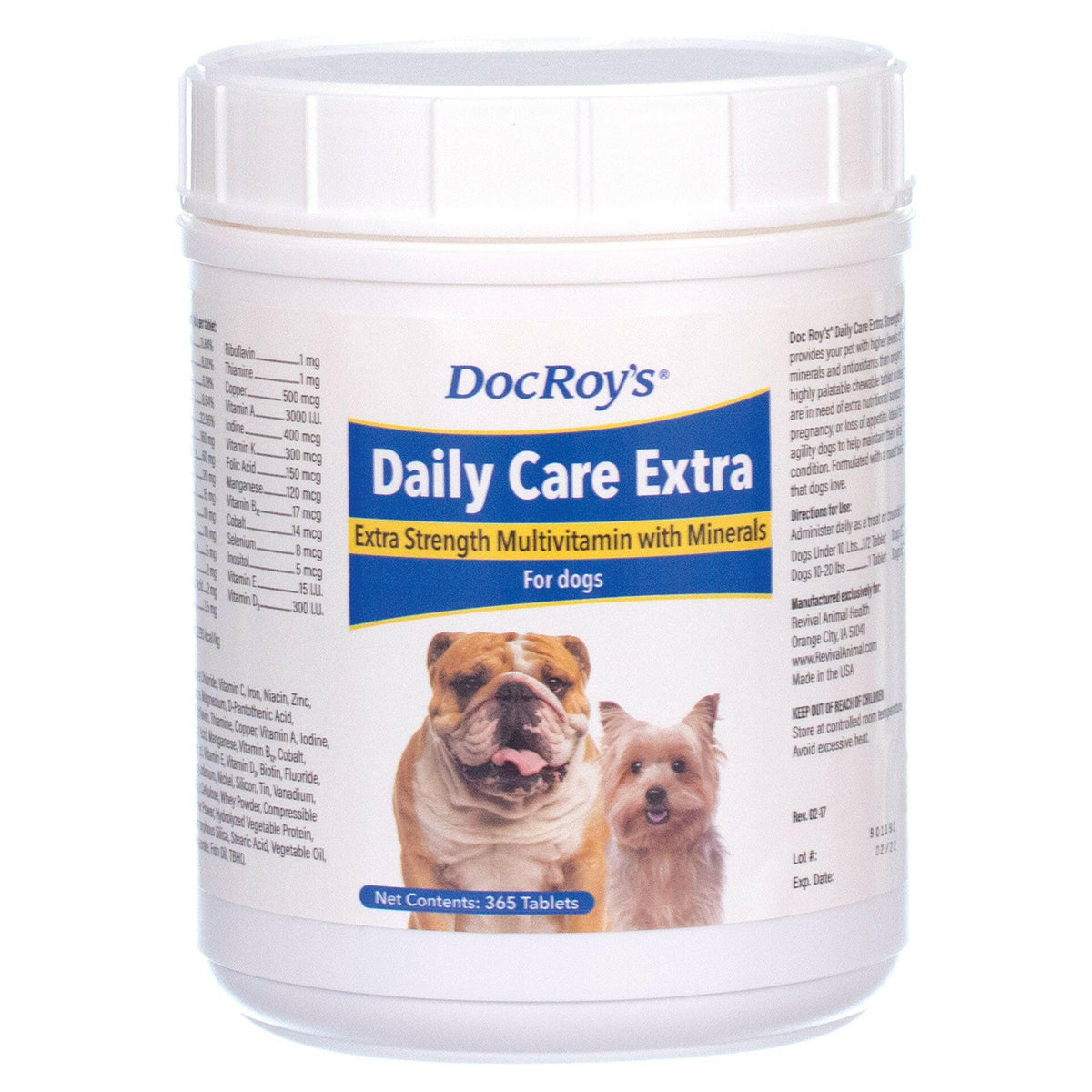 Doc Roy's Daily Care Extra Canine Extra Strength Multivitamin with Minerals for Dogs