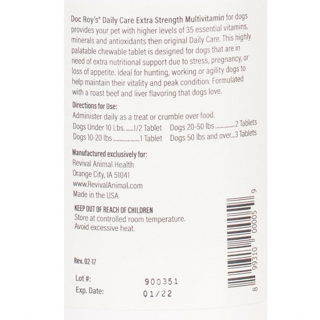 Doc Roy's Daily Care Extra Canine Extra Strength Multivitamin with Minerals for Dogs