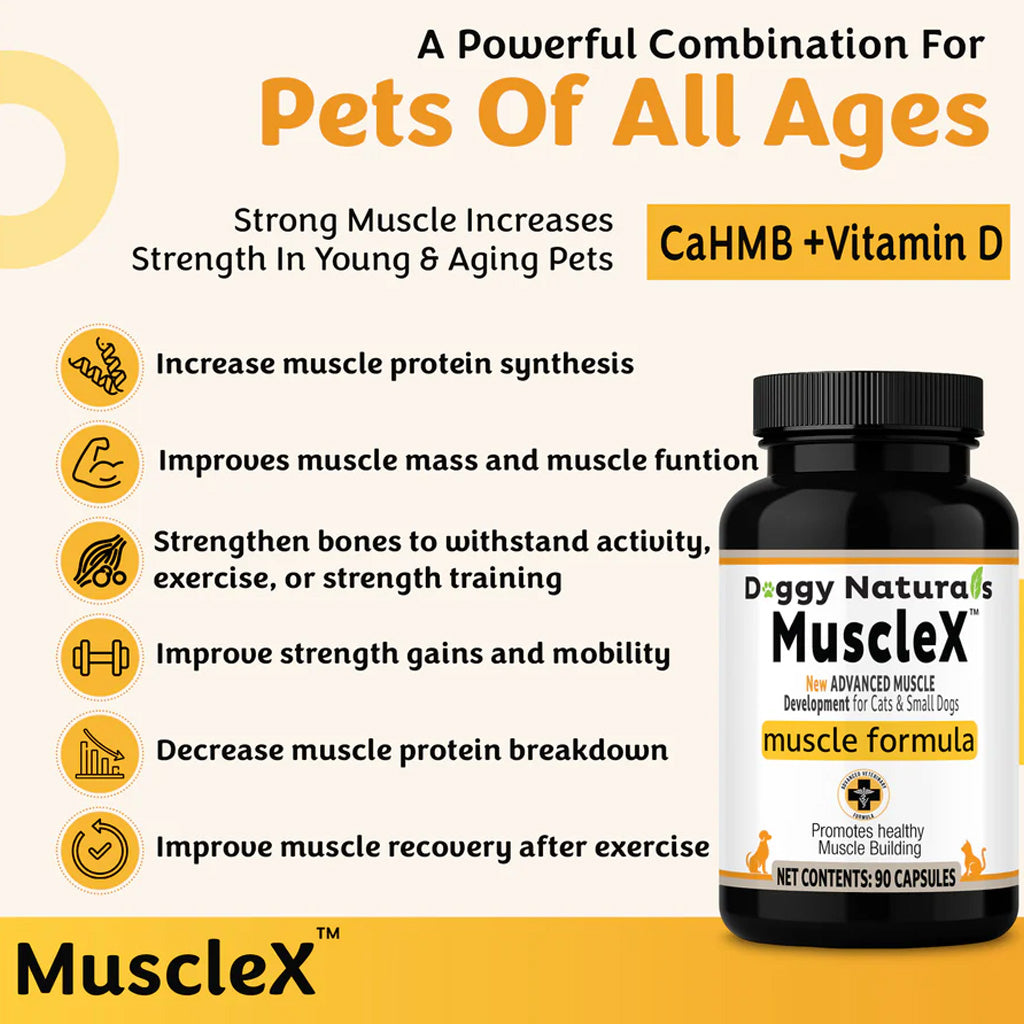 Doggy Naturals MuscleX Advance Muscle Development for Dogs & Cats, 90 capsules