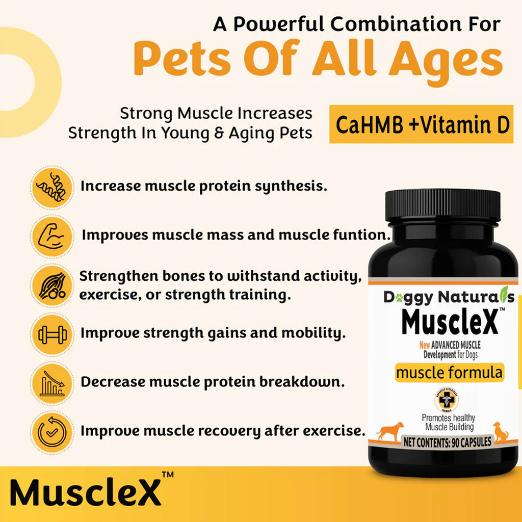 Doggy Naturals MuscleX Advance Muscle Development for Dogs & Cats, 90 capsules