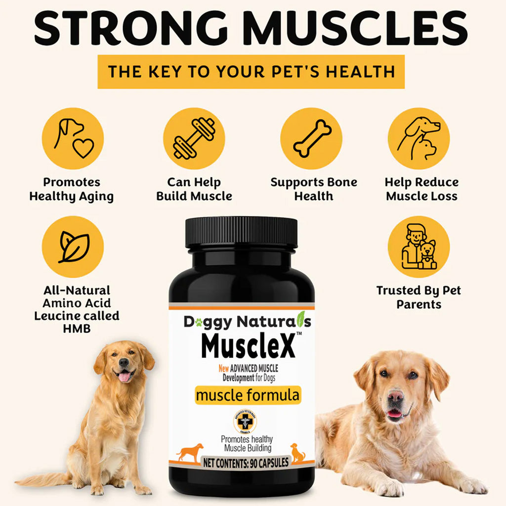 Doggy Naturals MuscleX Advance Muscle Development for Dogs & Cats, 90 capsules
