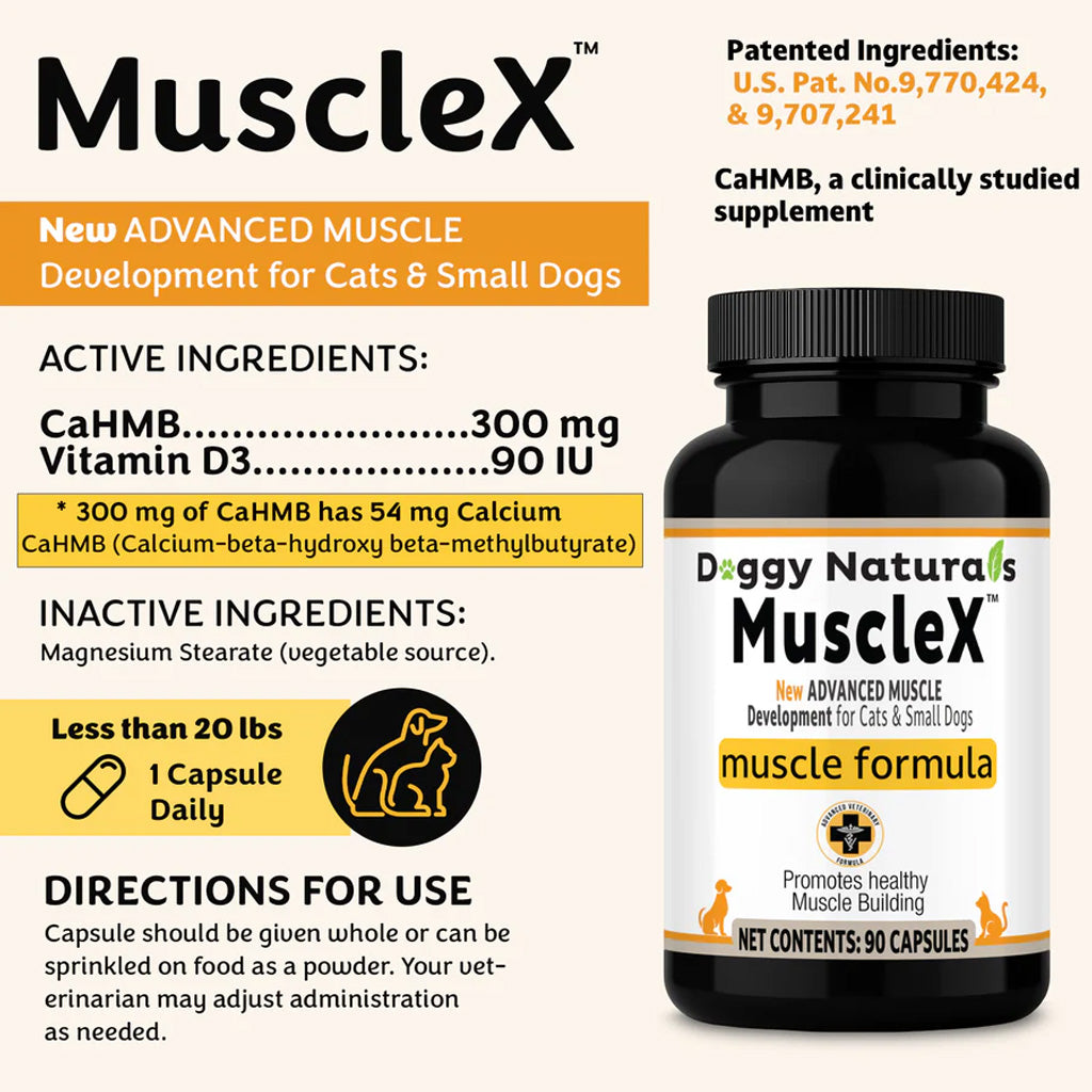 Doggy Naturals MuscleX Advance Muscle Development for Dogs & Cats, 90 capsules