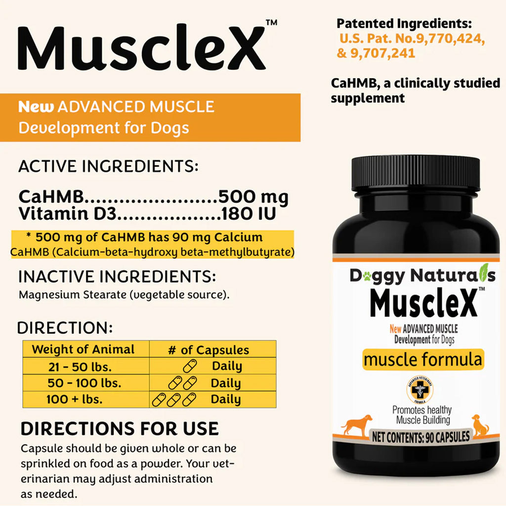 Doggy Naturals MuscleX Advance Muscle Development for Dogs & Cats, 90 capsules