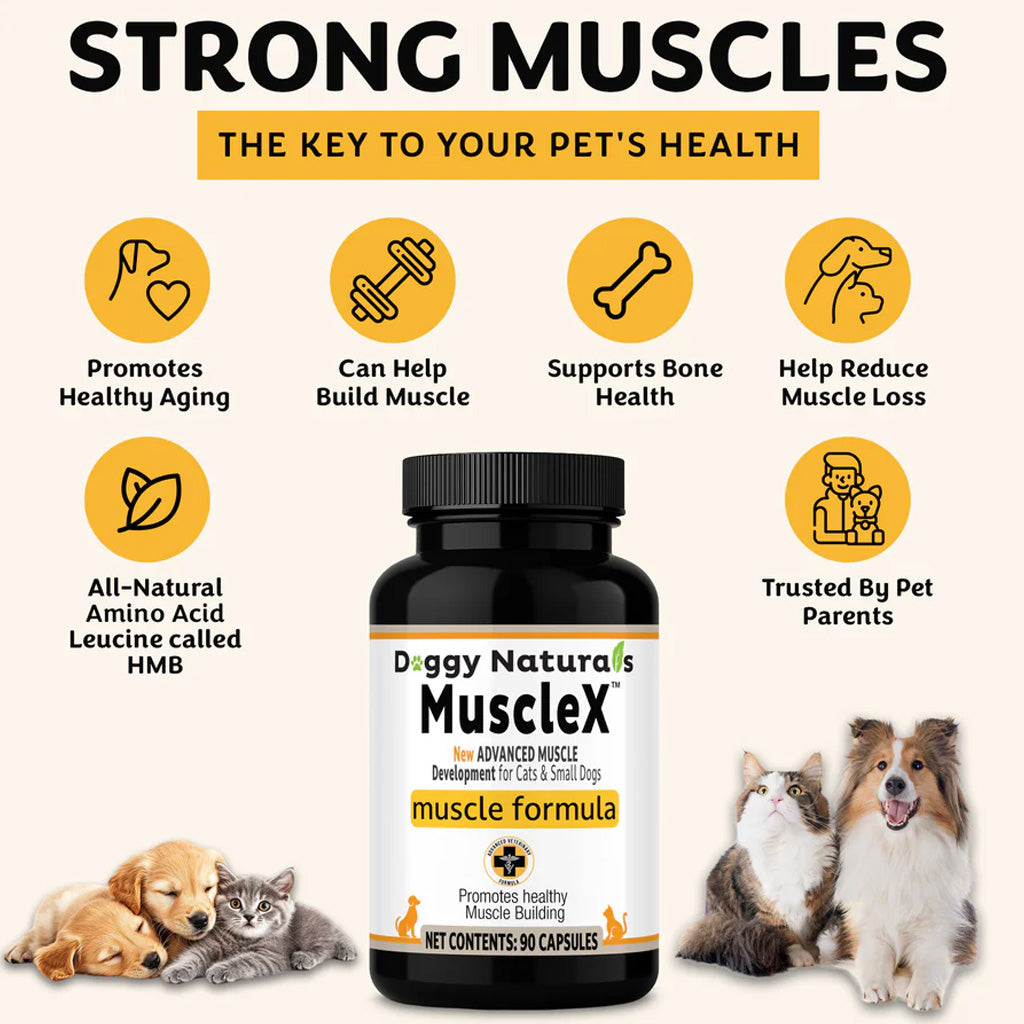 Doggy Naturals MuscleX Advance Muscle Development for Dogs & Cats, 90 capsules