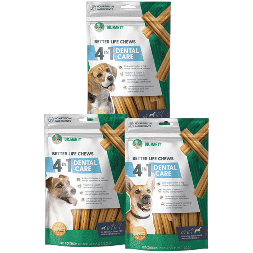 Dr. Marty Better Life Chews 4 in 1 Dental Care Sticks for Small Dogs, 5-23 lbs