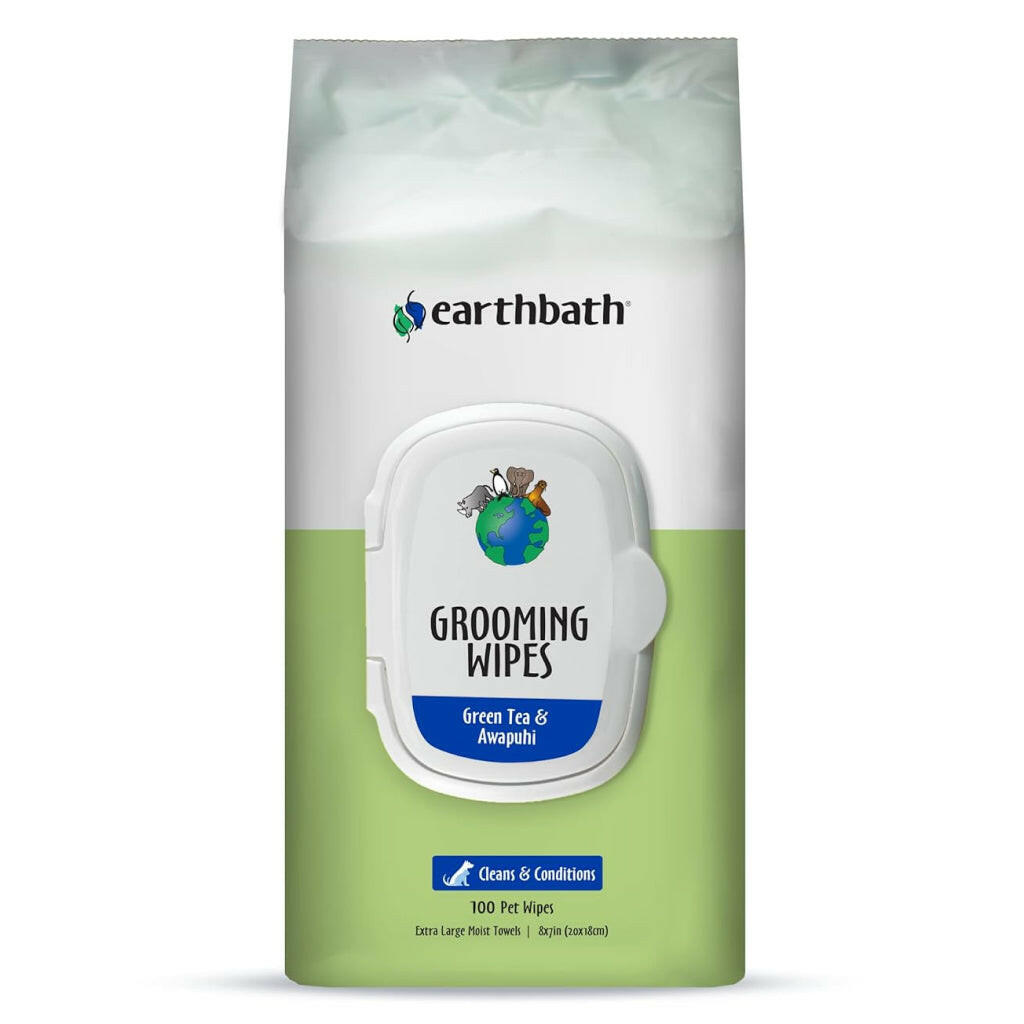 Earthbath Green Tea & Awapuhi Grooming Wipes for Dogs & Cats (100 ct)