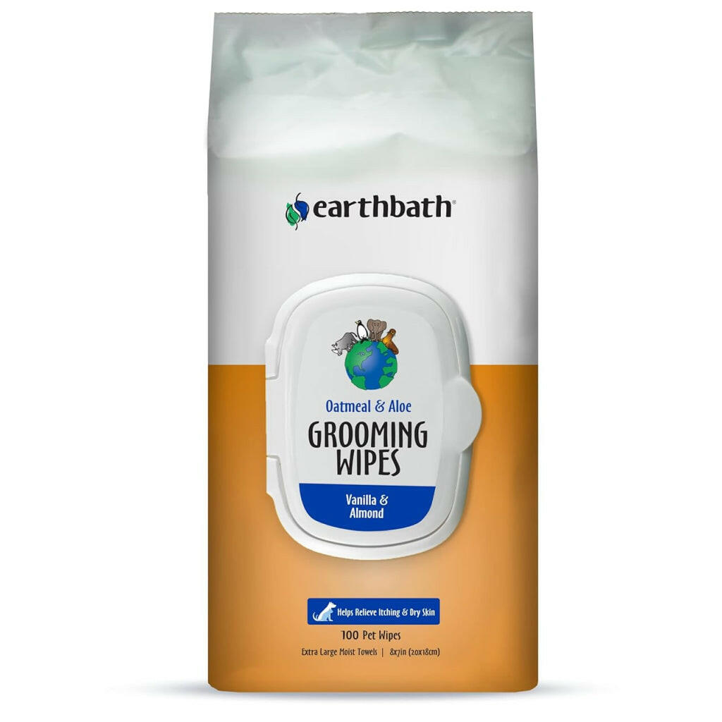 Earthbath Oatmeal & Aloe Vanilla & Almond Grooming Wipes for Dogs & Cats
