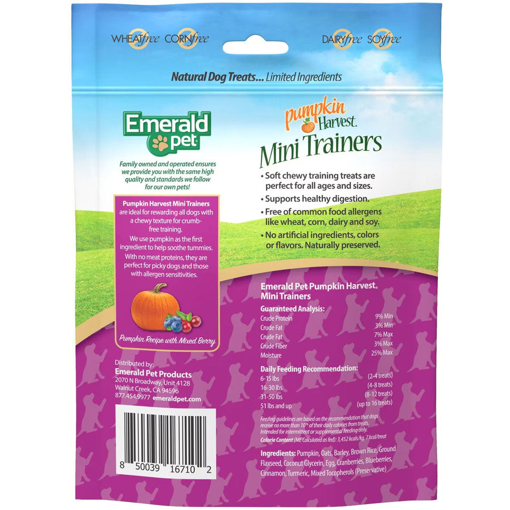 Emerald Pet Pumpkin Harvest Mini Trainers Pumpkin Recipe with Mixed Berry Dog Treats, 6-oz