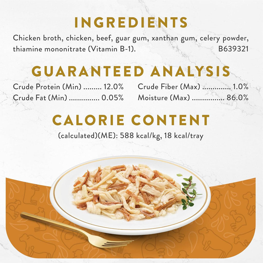 Fancy Feast Appetizers Grain-Free White Meat Chicken & Shredded Beef Appetizer in Savory Broth Wet Cat Food, 1.1-oz tray, case of 10