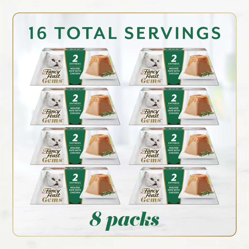 Fancy Feast Gems Mousse Pate Chicken & Gravy Halo Wet Cat Food (2 oz x 16 trays)