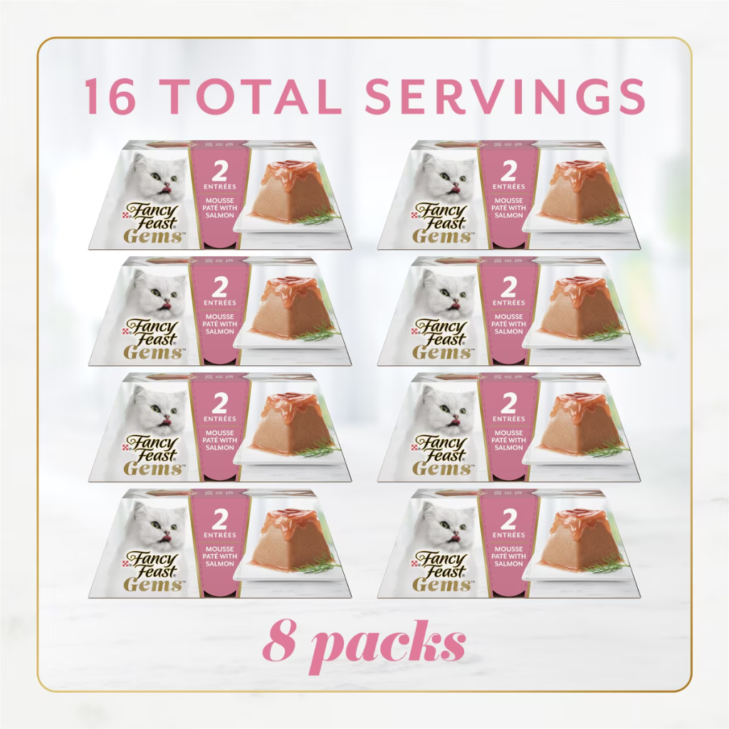 Fancy Feast Gems Mousse Pate Salmon & Gravy Halo Wet Cat Food (2 oz x 16 servings)