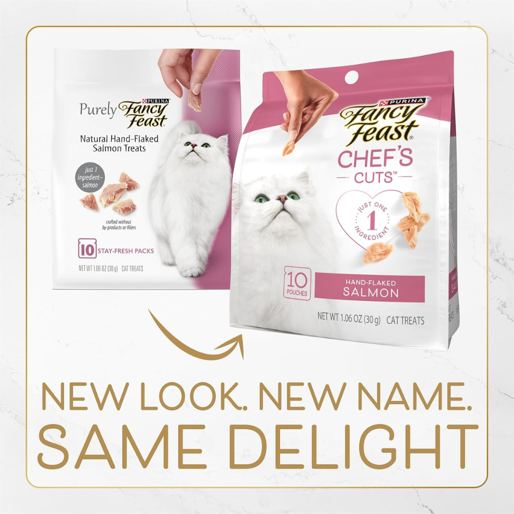 Fancy Feast Purely Natual Hand-Flaked Salmon Cat Treats (10 pouches)