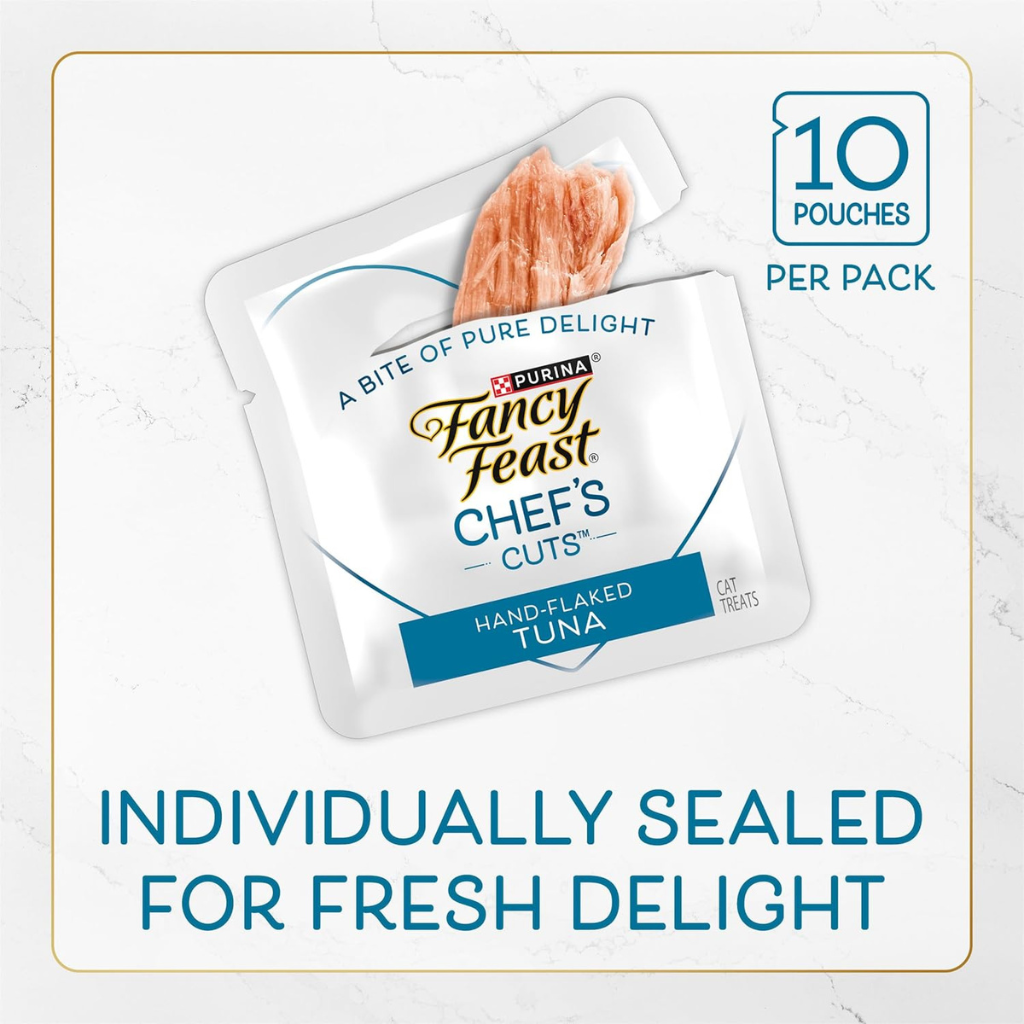 Fancy Feast Purely Natual Hand-Flaked Tuna Cat Treats (10 pouches)