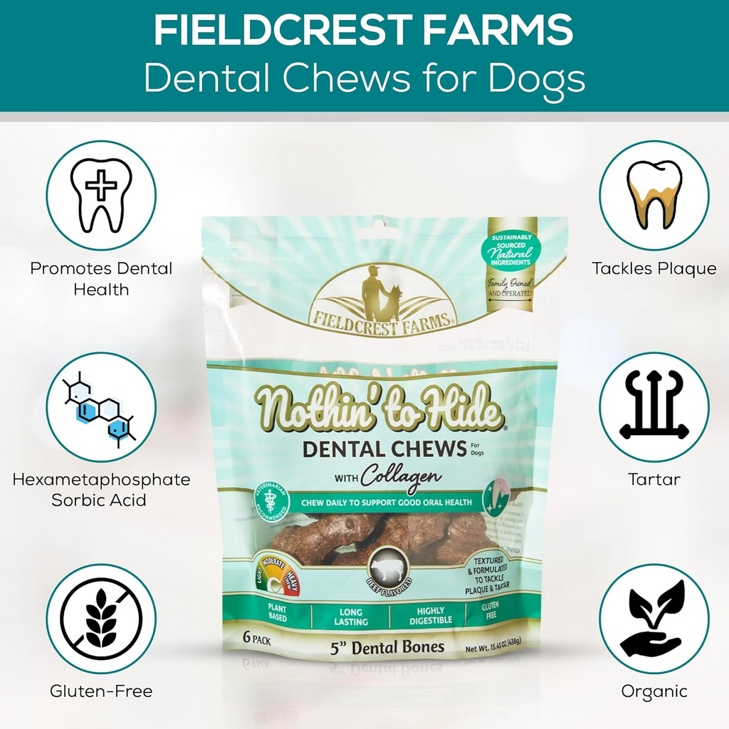 Fieldcrest Farms Nothin' to Hide Dental Wave Beef Dog Treat, 8-pack