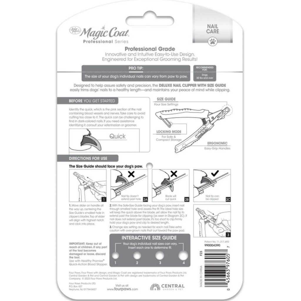 Four Paws Magic Coat Professional Series Deluxe Nail Clipper For Dogs - With Size Guide