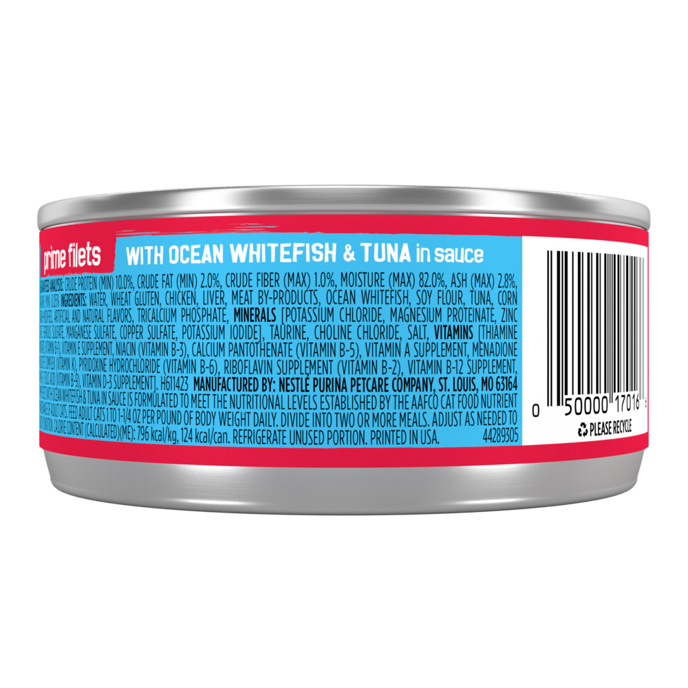 Friskies Prime Fillets with Ocean Whitefish and Tuna in Sauce Canned Cat Food, 5.5-oz, case of 24