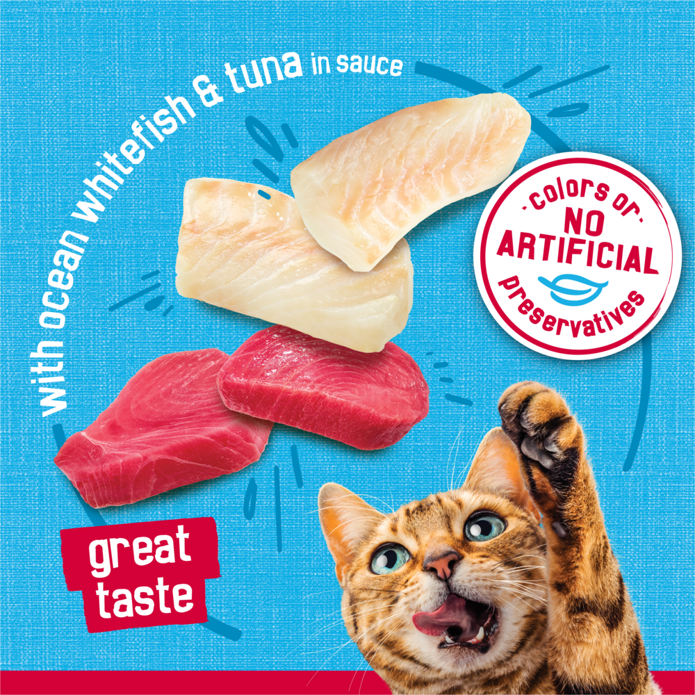 Friskies Prime Fillets with Ocean Whitefish and Tuna in Sauce Canned Cat Food, 5.5-oz, case of 24