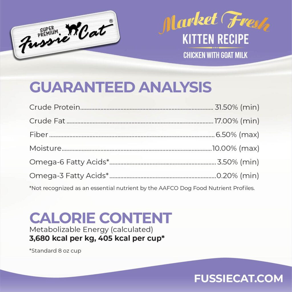 Fussie Cat Market Fresh Kitten Fresh Recipe Chicken with Goat Milk Dry Cat Food, 3.5-lb