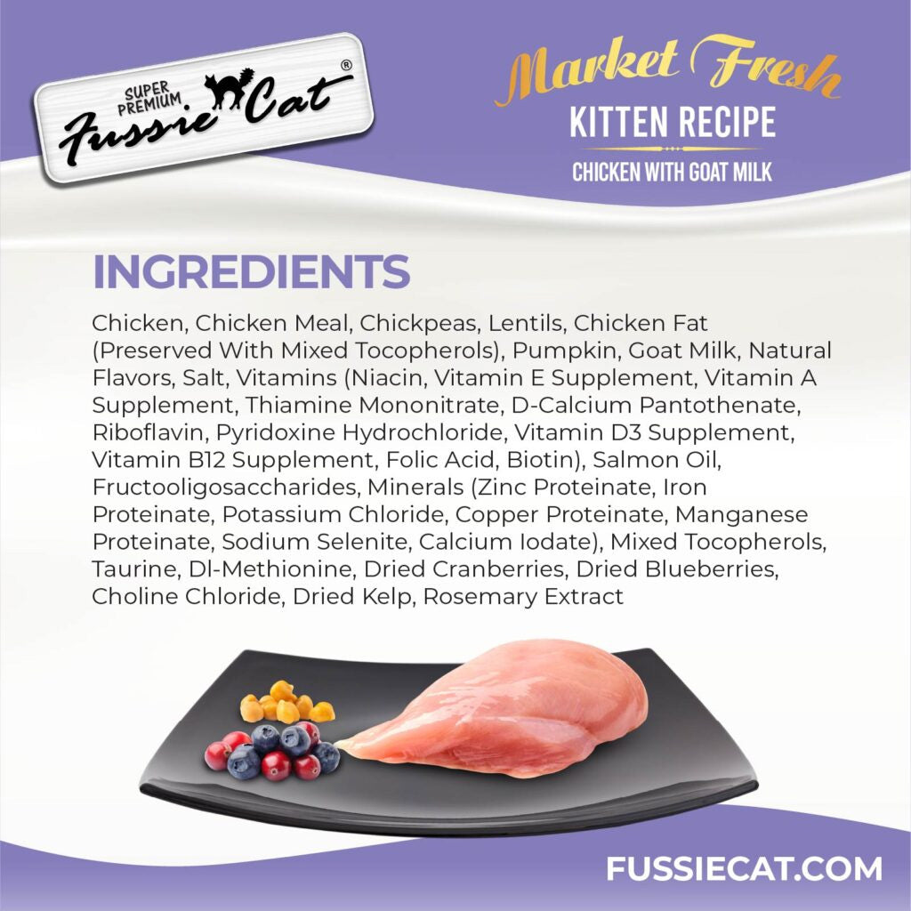 Fussie Cat Market Fresh Kitten Fresh Recipe Chicken with Goat Milk Dry Cat Food, 3.5-lb