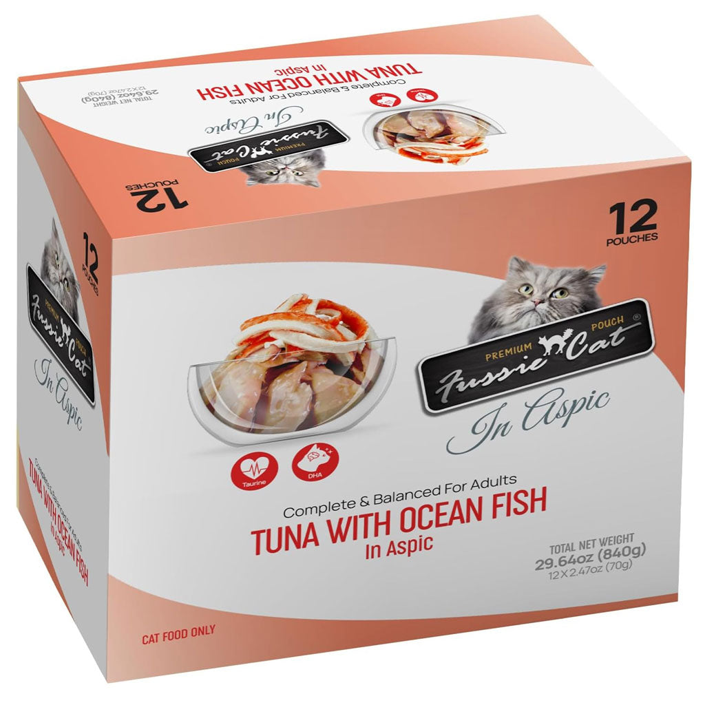 Fussie Cat Premium Tuna with Ocean Fish in Aspic Wet Cat Food, 2.47-oz pouch